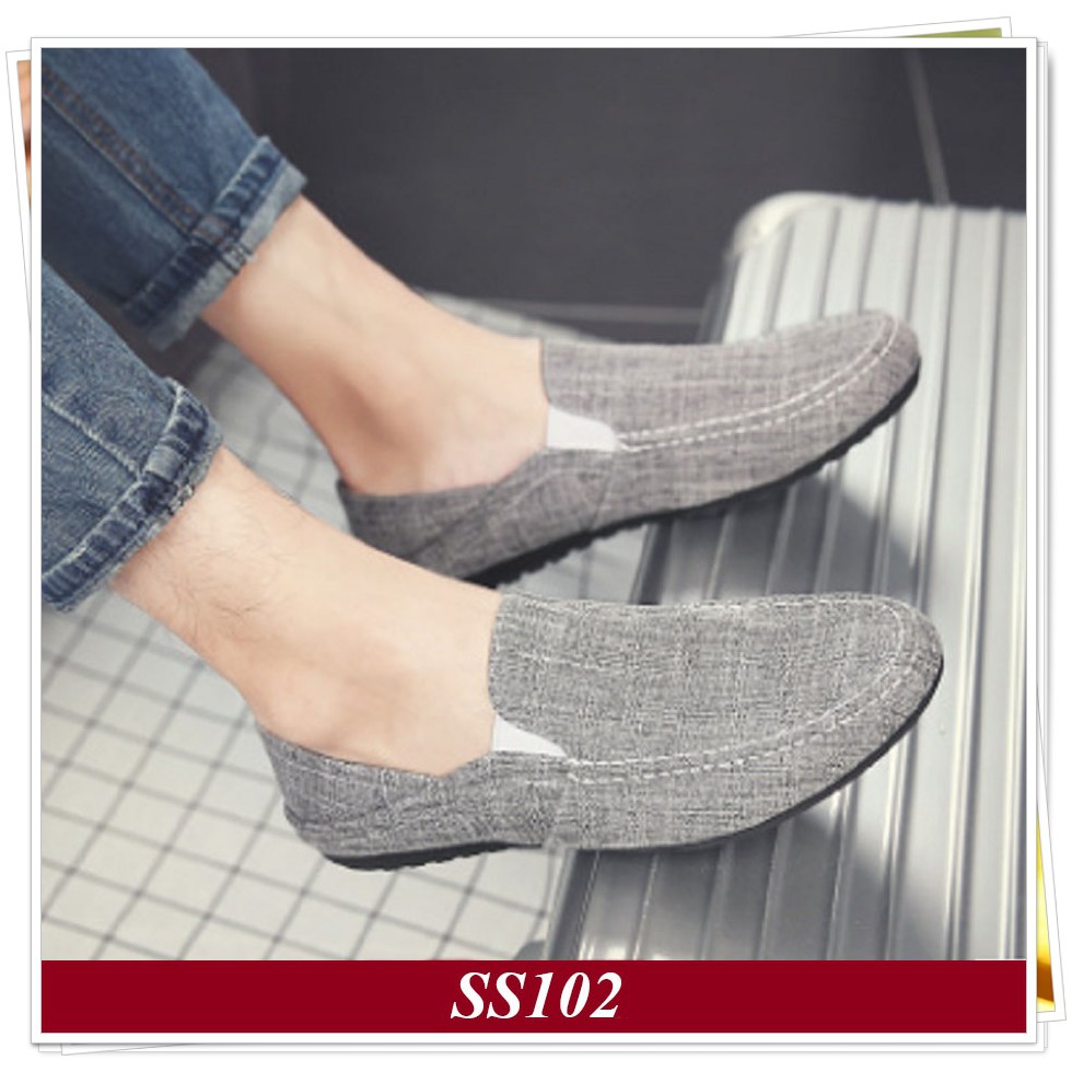 SS102 - รองเท้าโลฟเฟอร์ผู้ชายเกาหลีสีเทาเข้ม