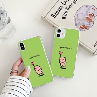 Balloon Piglet เคสไอโฟน iPhone 7 8 plus 11 pro max 14 pro max 8 พลัส เคส se2020 cover 13 12 11 pro max Xr Xs X case นิ่ม