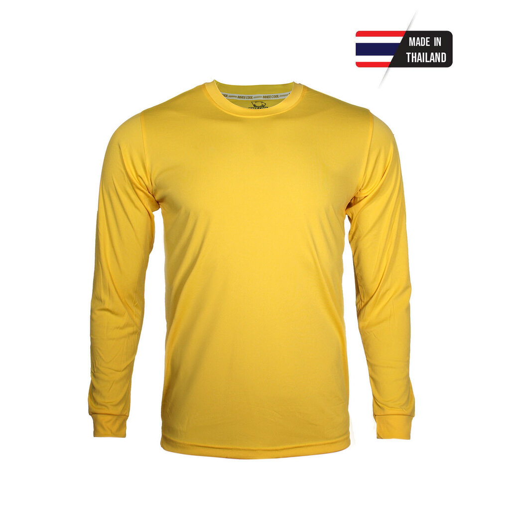 Mheecool เสื้อกีฬา แขนยาว สีเหลือง【ผ้าไมโคร 100%】ใส่สบาย ไม่ร้อน ระบายเหงื่อได้ดี