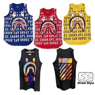 เสื้อกล้าม 🔤 bape shark vest ชายโค้ง สกีนเต็มตัวหน้าหลัง ลายอังกฤษ