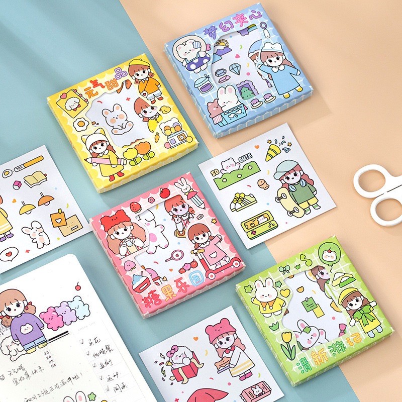 A1 (20 แผ่น!!!) สติกเกอร์ลายการ์ตูนเด็ก สติเกอร์น่ารัก สติกเกอร์ตกแต่ง DIY เครื่องเขียน สีสวย 4 สี