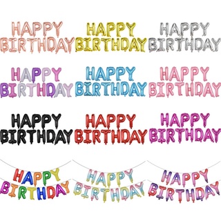 ลูกโป่งฟอยล์ลายตัวอักษร Happy Birthday สําหรับตกแต่งปาร์ตี้วันเกิดเด็กและผู้ใหญ่ 13ชิ้น