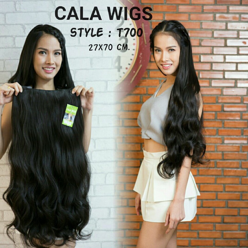 แฮร์พีช hairpiece  แฮร์พีชcalawigsราคาส่ง  รหัสT700กว้าง27CM ยาว70CM ชิ้นหนาพิเศษไหมด้านเหมือนผมจริง แฮร์พีชลอนปลายยาว