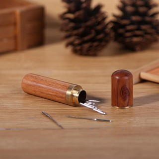 〔TRU❣man〕Sewing Needles Wood Box Embroidery Mending Holder Bottle Container