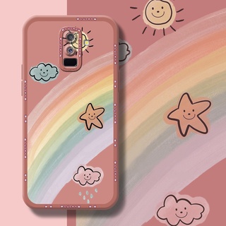 สําหรับ Samsung Galaxy A6 Plus 2018 เคสการ์ตูนน่ารัก สายรุ้ง กันกระแทก ขอบสี่เหลี่ยม ซิลิโคน เคสป้องกันกล้อง แบบเต็ม เคสนิ่ม