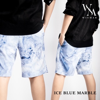 กางเกงขาสั้นลายหินอ่อน(ไอซบลู) : Ice Blue Marble Short Pant