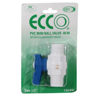 Mini ball valve ECCO 1/2" PVC MM MINI BALL VALVE Water valve Water supply system มินิบอลวาล์ว มินิบอลวาล์ว MM ECCO 1/2 น