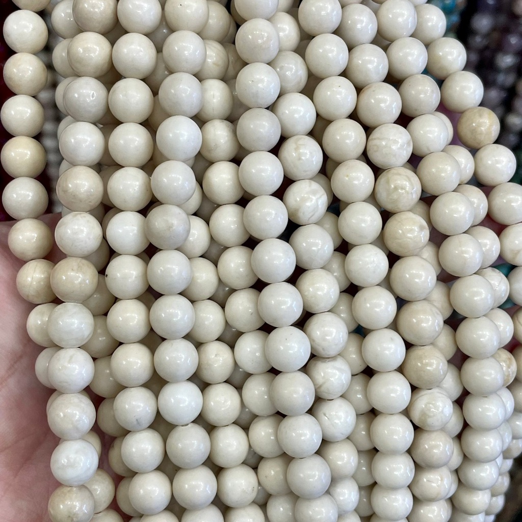 แจสเปอร์ สีงาช้าง Ivory Jasper หินนำทางชีวิต ทรงกลม เส้นยาว เกรด A