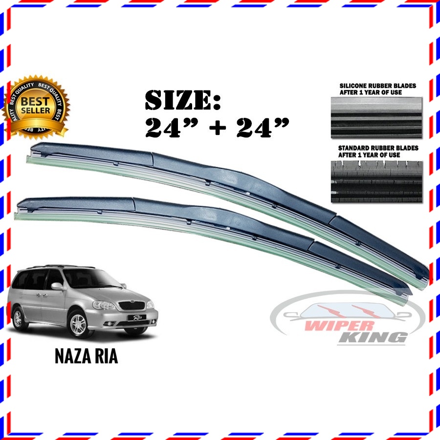 ชุดใบปัดน้ําฝนรถยนต์ซิลิโคน Naza Ria / Kia Carnival (99-05) (24" + 24")