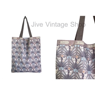 กระเป๋า  Le Sport Sac สะพายไหล่ ทรง shopping พิมพ์ลาย Art Nouveau สีสวย ใส่ A4 ได้ มือสอง สภาพดี จากตู้ญี่ปุ่น