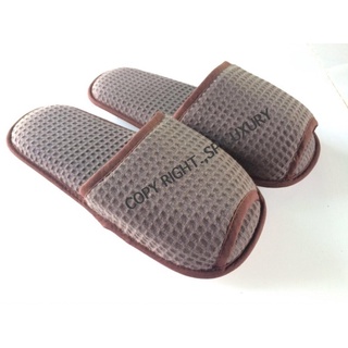 SP Luxury รองเท้าสลิปเปอร์ (Slipper) ปลายเปิด ผ้ารั้งผึ้งสีน้ำตาล