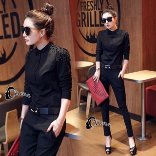 Pre Winter Luxury Black Top + Pant Set