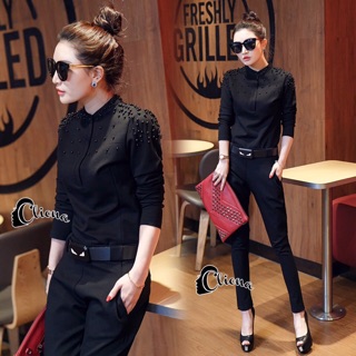 Pre Winter Luxury Black Top + Pant Set