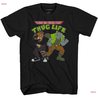 Illicit เสื้อยืดแขนสั้น Mens Ninja Turtles Group Shirt - Beebop &amp; Rocksteady Thug Life - TMNT Throwback Classic T-Shirt