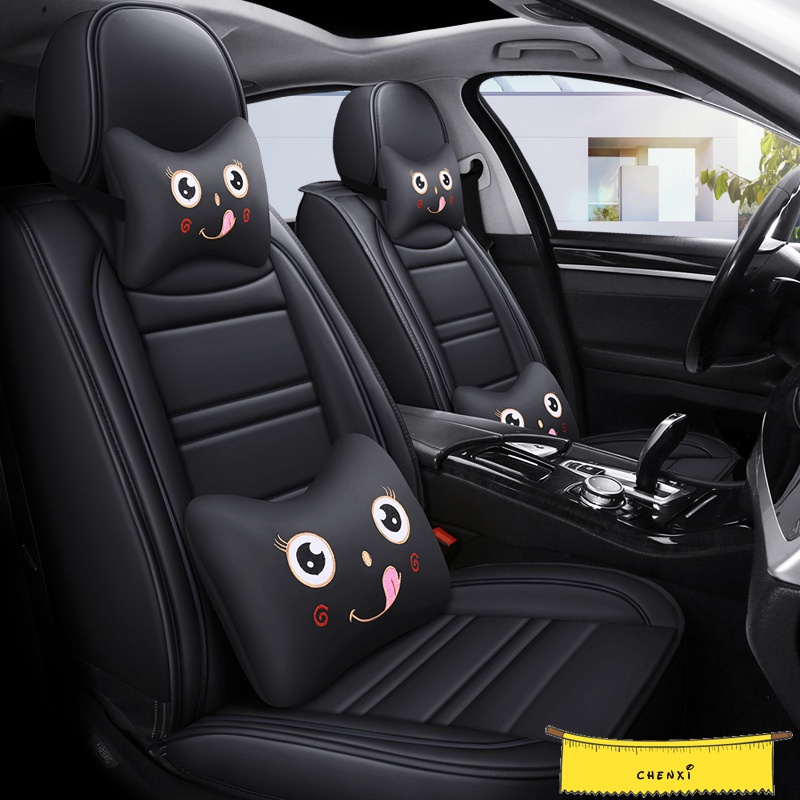 Universal Fit ผ้าคลุมเบาะรถยนต์หนัง PU ที่นั่งด้านหน้า + เบาะหลังครบชุดสําหรับ E92 Yaris Nissan ASX 