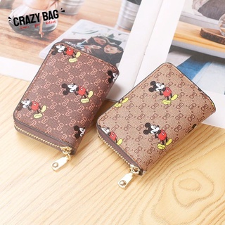 【Crazy Bag】กระเป๋าสตางค์ แต่งซิป ใส่บัตรได้หลายใบ ลายมิกกี้เมาส์ สําหรับผู้หญิง