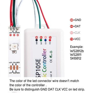 SP105E Wireless Bluetooth Controller APP WS2811 WS2812B WS2801 SK6812 APA102 Ind