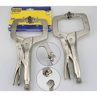 IRWIN 11SP คีมล็อคตัวซี(มีแผ่นรอง) ขนาด 11 นิ้ว VISE-GRIP คีมล็อคก้ามปูจับชิ้นงานได้ 4" มีแผ่นป้องกันชิ้นงานเป็นรอย