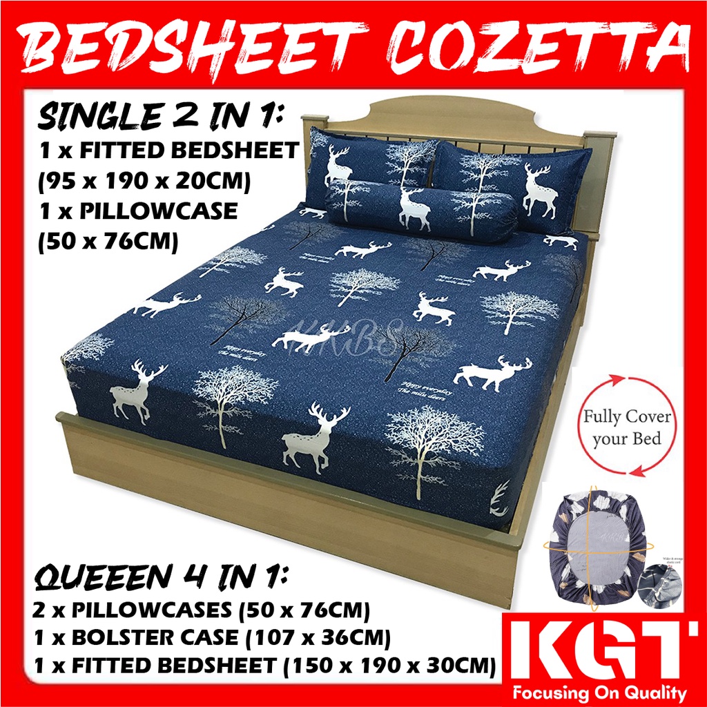 BEDSHEET Cozetta Cadar SARUNG TILM 4in1 Queen 2in1 Single Fited Canailing Cozetta Single Queen ติดตั