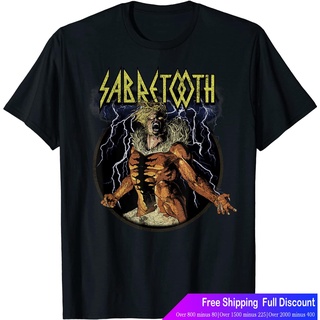 Marvelเสื้อยืดลำลอง Marvel X-Men Sabretooth Epic Lightning Vintage Rock T-Shirt Marvel Short sleeve T-shirts8MB