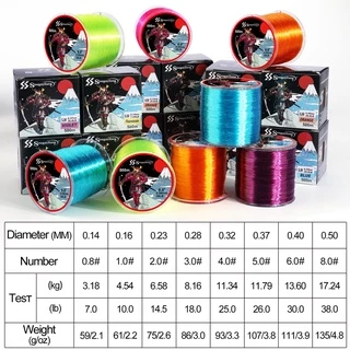 Sougayilang สายตกปลาไนลอน 500 เมตรสายตกปลา สายตกปลาสำหรับตกปลาน้ำจืด 7LB-38LB