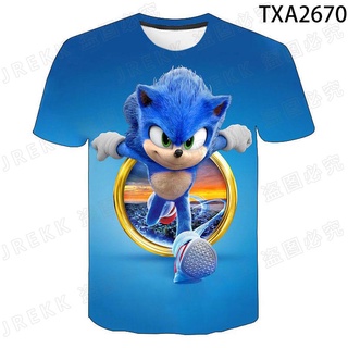 Sonic the Hedgehog t shirt kids Summer Boys Cartoon  3D Printed Girls Streetwear Children Clothes Baby T-shirt