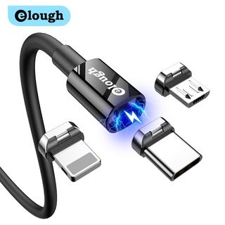 Elough 2.4A Fast Charging Magnetic Cable Magnet Micro USB Type C Cable 3 in 1 Charge Wire