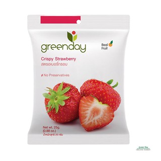 Green day Crispy Strawberry กรีนเดย์ สตรอเบอรี่กรอบ Free  Gluten ขนาด 25 กรัม