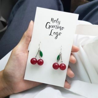 Cherry stone earrings ต่างหูเชอร์รี่ ต่างหูผลไม้ ต่างหูหินนำโชค