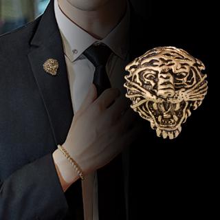 Best Selling Gold Silver Animal Brooch Chinese Retro Tiger Brooch Mens Domineering Pin Brooches Suit Collar Fastener