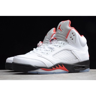 Nk AJ Air Jordan 5 retro fire ลิ้นเงินแดง DA1911-102 คุณภาพสูง g9ds DY2I ABAA