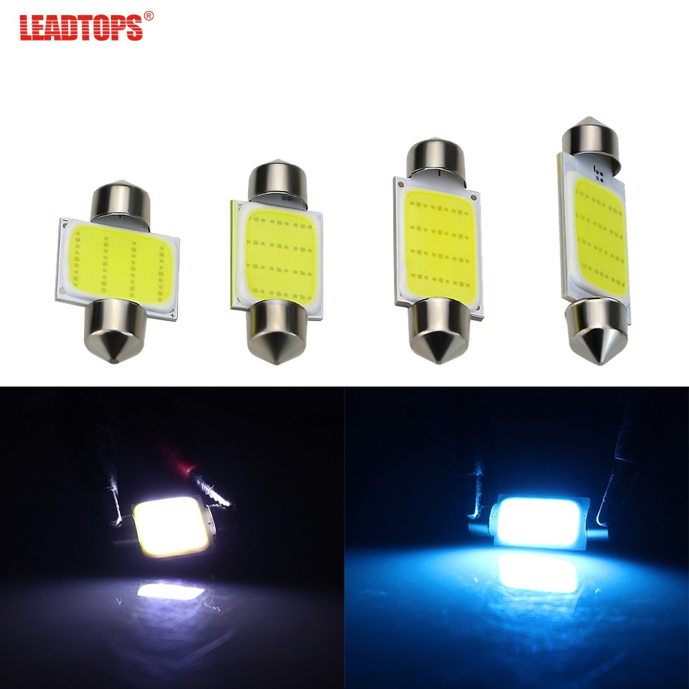 LEADTOPS หลอดไฟรถยนต์ โดม Festoon COB Led 12v Smd อ่านป้ายทะเบียน 31/36/39/42 มม. สีขาว/น้ําแข็งสีฟ้า 1 ชิ้น