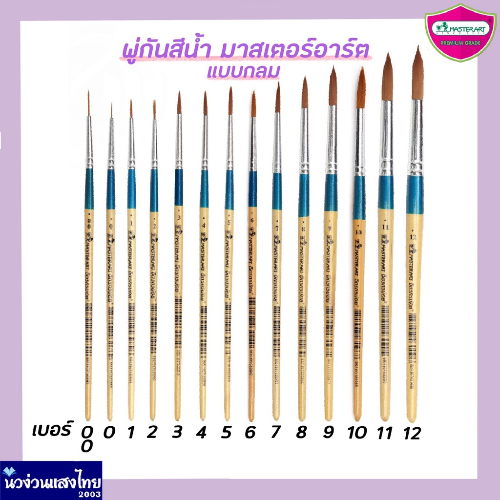 Masterart พู่กันสีน้ำ เบอร์ 00-12 พู่กันกลม รุ่น จิตรกรน้อย มาสเตอร์อาร์ต ครบทุกเบอร์