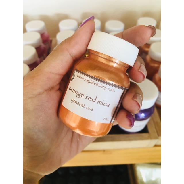 สีไมก้า สีส้ม Orange Red Mica Cosmetic เกรดเครื่องสำอาง สำหรับผสมทำสบู่ ทำลิป ทำเรซิ่น ทำเทียน