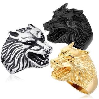 Gold and Black Wolf Shape Ring for Men