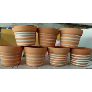 กระถางดินแดง ลายวนเส้น 2.5"  12 ใบ 119