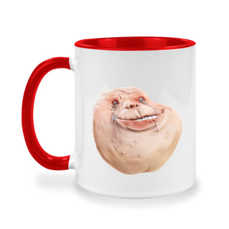 แก้วสกรีนรูป meme face มีม Ugly crying ร้องไห้ แก้วสองสี