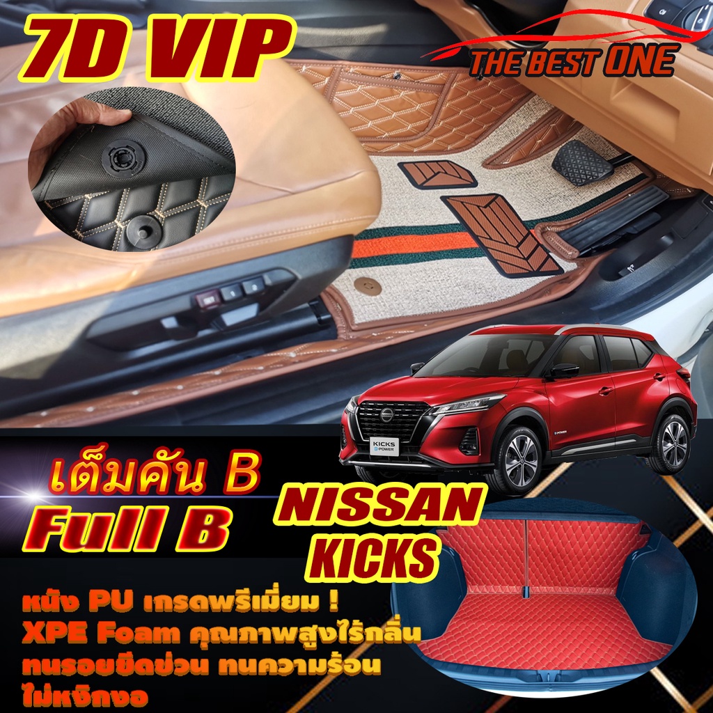 Nissan Kicks Gen1 2020-2021 Full Set B (เต็มคันรวมถาดท้ายรถB) พรมรถยนต์ Nissan Kicks Gen1 พรม7D VIP The Best One