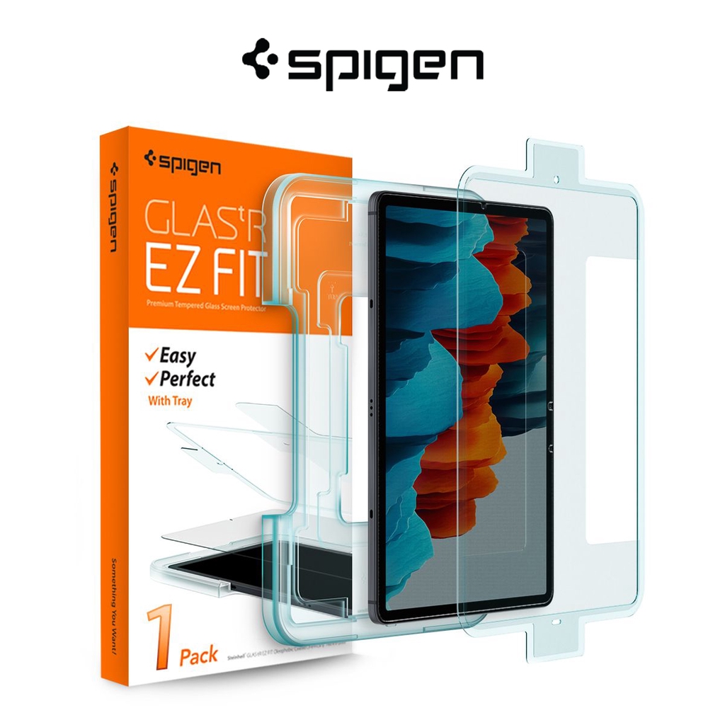 Spigen Galaxy Tab S8 EZ FIT GLAS.tR Galaxy Tab S7 กระจกนิรภัยพร ้ อมชุดติดตั ้ งสําหรับ Samsung Galaxy Tab