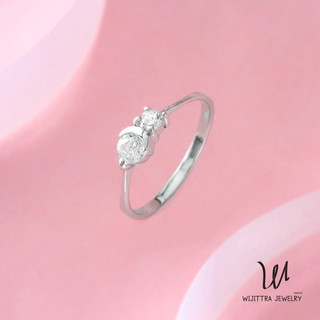 แหวน แหวนเงินแท้ Moon | Wijittra Jewelry | แหวนเงิน 92.5%  แหวน CZ ชุบทองคำขาว