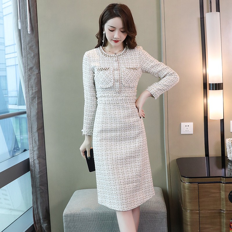 ลดราคามาใหม่ !! เดรสผ้าทวิต งานสวยหรู ดูเเพง สไตล์เกาหลี เดรสผู้หญิง เดรสสุภาพ