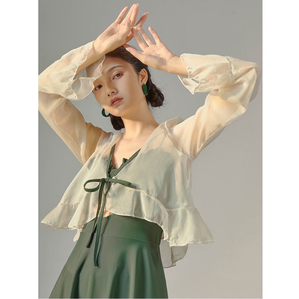 Xu Susu Oolong Tea Jelly] 2021 ใหม่ยอดนิยมแขนยาวอนุรักษ์นิยมอาบน้ำน้ำพุ