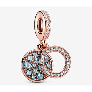 [พร้อมส่ง สินค้าแท้ 💯] Pandora Sparkling Light Blue Disc Double Dangle Charm