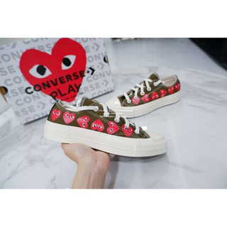 🤓COMME DES GARÇONS PLAY X CONVERSE CHUCK 70 “MULTI HEARTS” SNEAKERS - GREEN 🔥Limited edition 🔥