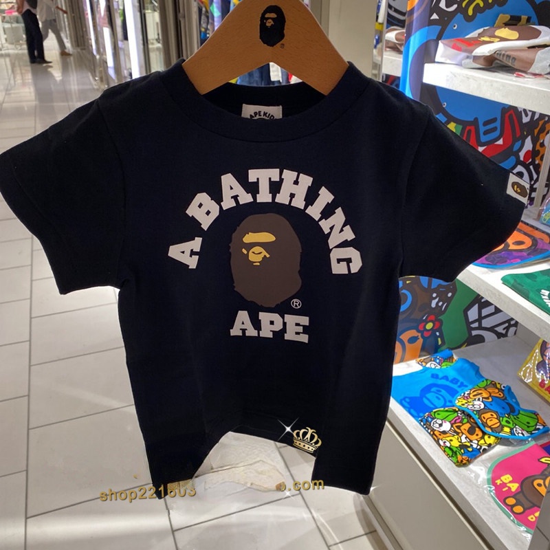 เบ๊บ เสื้อผ้าเด็กสองด้านหัวลิงแขนสั้นเสื้อยืดฤดูร้อนเด็กชายและเด็กหญิงผ้าฝ้ายครึ่งแขนเด็กด้านบน