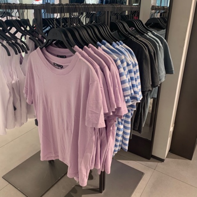 zara 100% S M L เสื้อยืด basic collection ไม่รัดรูป ทรงปล่อยพอดีตัว (ไม่โคร่ง) ของแท้💯💯จากช็อป ผ้าไม