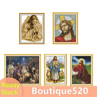 14CT ชุดCross Stitch ผ้าฝ้ายปักลายพระเยซู Diy สําหรับตกแต่งงานหัตถกรรม