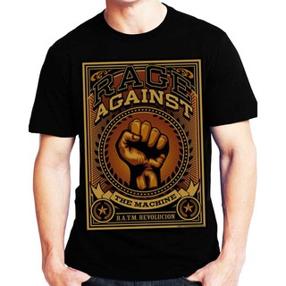 คอตต้อนคอกลมrage against the machine เสื้อยืดสีดำ เสื้อยืด เสื้อวง  BRAND มีไซส์ S M L XL XXL เสื้อยืดชาวร็อคS-5XL