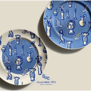 SUE- Collectable Arts Ceramic Plate จานทรงกลม เข้าไมโคเวฟได้