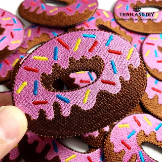 [ ตัวรีดติดเสื้อ ลาย โดนัท การ์ตูน ขนม ] Donut Doughnut Patch งานปัก DIY ตัวรีด อาร์ม ติดเสื้อ กางเกง ยีนส์ กระเป๋า แนวๆ